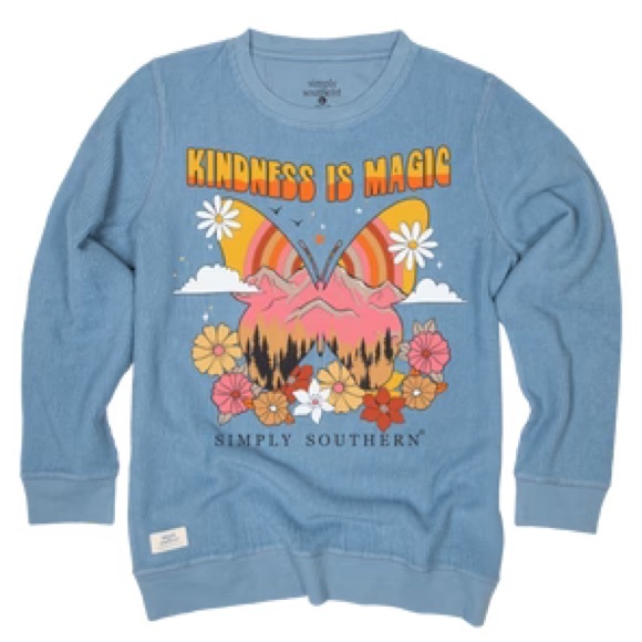 SIMPLY SOUTHERN KINDNESS MAGIC LONG SLEEVE CREW SWEATSHIRT Size Medium - Picture 7 of 7